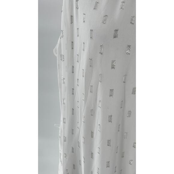 Julia Jordan Tiered A Line Maxi Dress 8 NWOT White Chiffon Dot Bridal Grad Glam - Picture 9 of 10